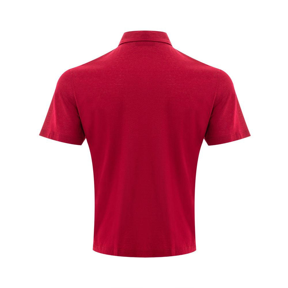 Elegant Red Cotton Polo Shirt for Men