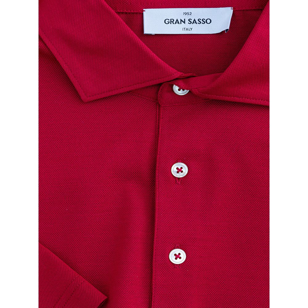 Elegant Red Cotton Polo Shirt for Men