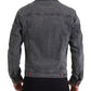 Gray Washed Cotton Stretch Denim Men Jacket