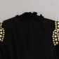 Black Crystal Blazer Coat Wool Jacket