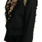 Black Crystal Blazer Coat Wool Jacket