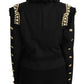 Black Crystal Blazer Coat Wool Jacket
