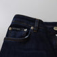 Dark Blue High Waist Skinny Cotton Jeans