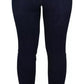 Dark Blue High Waist Skinny Cotton Jeans