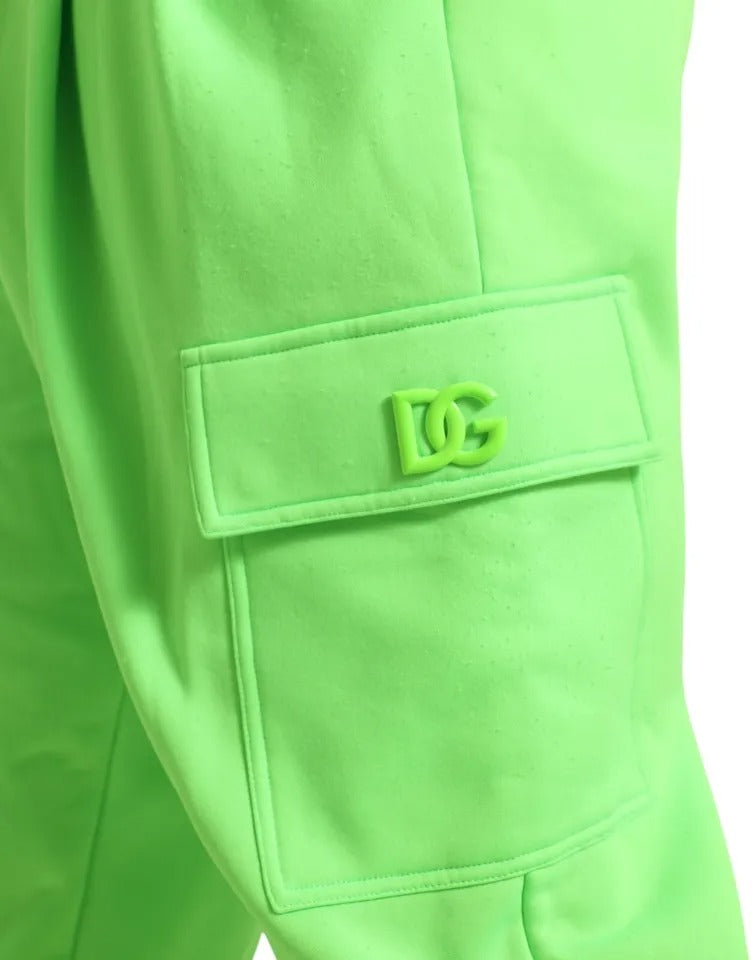 Neon Green Polyester Jogger Sweatpants Pants