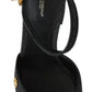 Black Floral Angel Applique Ankle Strap Pumps Shoes