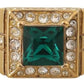 Gold Plated 925 Silver Green Crystal Ring