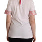 White Sartoria T-shirt Button Wide Collar Top