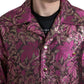 Fuchsia Pink Floral Jacquard Button Down Shirt
