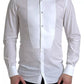 White Bib Cotton Poplin Men Formal GOLD Shirt