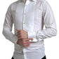 White Bib Cotton Poplin Men Formal GOLD Shirt