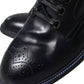 Navy Blue Leather Lace Up Ankle Boots Shoes