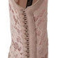 Beige Lace Suede Peep Toe Ankle Boots Shoes