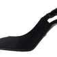 Black Embellished Charmeuse Slingback Heels Shoes