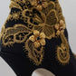 Black Gold Embroidery Slip On Boots Shoes
