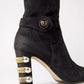 Black Suede Embellished High Boots Shoes