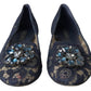Blue Taormina Lace Crystals Flats Shoes