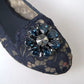 Blue Taormina Lace Crystals Flats Shoes