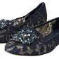 Blue Taormina Lace Crystals Flats Shoes
