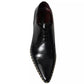 Black Leather Gold Studded Derby Dress Shoes