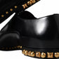 Black Leather Gold Studded Derby Dress Shoes