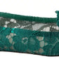 Green Floral Lace Loafers Flats Shoes