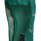 Green Floral Lace Loafers Flats Shoes