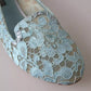 Light Blue Floral Lace Loafers Flats Shoes