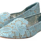 Light Blue Floral Lace Loafers Flats Shoes