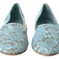 Light Blue Floral Lace Loafers Flats Shoes