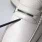 White Gray Leather Slip On Mocassin Loafer Shoes