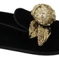 Black Velvet Gold Sequin Embellished Loafers Shoes