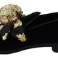 Black Velvet Gold Sequin Embellished Loafers Shoes