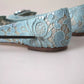 Blue Lace Crystal Ballet Loafers Shoes