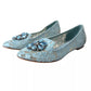 Blue Lace Crystal Ballet Loafers Shoes