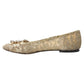 Gold Lace Crystal Ballet Loafers Shoes