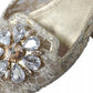Gold Lace Crystal Ballet Loafers Shoes