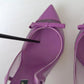 Purple Leather Mesh High Heels Slingback Shoes