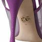 Purple Leather Mesh High Heels Slingback Shoes