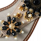 Beige Satin Gold Beaded Flats Slides Sandals Shoes