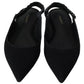 Black Flats Crystal Slingback Charmeuse Shoes