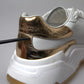 White Gold Leather Men Sneakers DAYMASTER Shoes