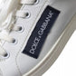White Black Leather Low Top Sneakers Portofino Shoes