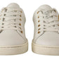 White Leather Gold Red Heart Sneakers Shoes