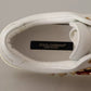 White Leather Gold Red Heart Sneakers Shoes