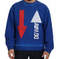 Blue DGWAY Cotton Crewneck Pullover Sweater