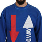 Blue DGWAY Cotton Crewneck Pullover Sweater