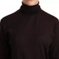 Brown Cashmere Turtle Neck Pullover Sweater