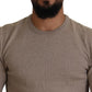 Brown Virgin Wool Crew Neck Pullover Sweater
