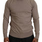 Brown Virgin Wool Crew Neck Pullover Sweater